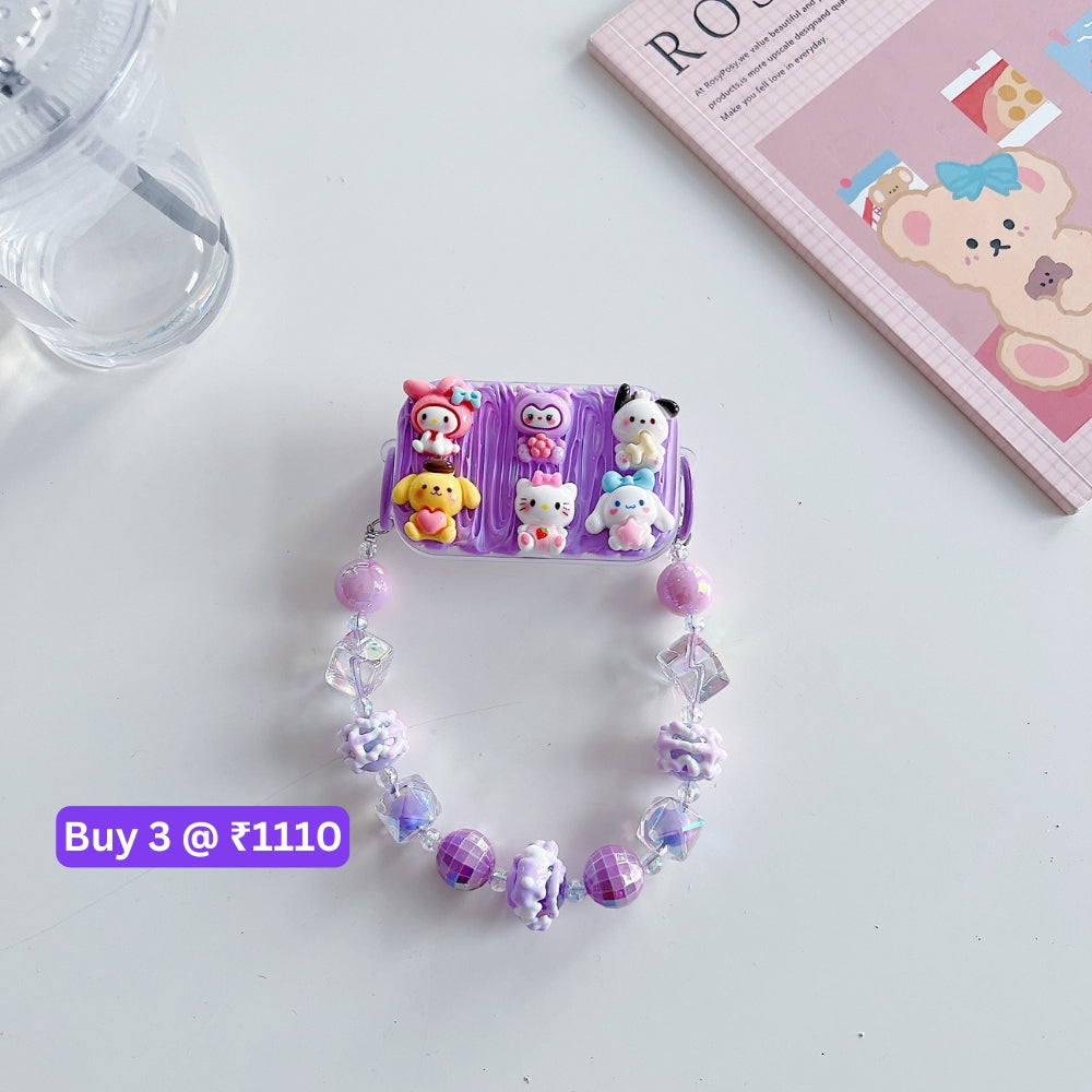 Cute Mini Cartoon Toy Flip Mirror Universal Stand with Crystal Bracelet