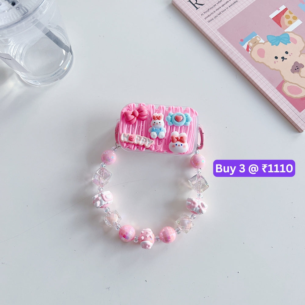 Cute Mini Cartoon Toy Flip Mirror Universal Stand with Crystal Bracelet