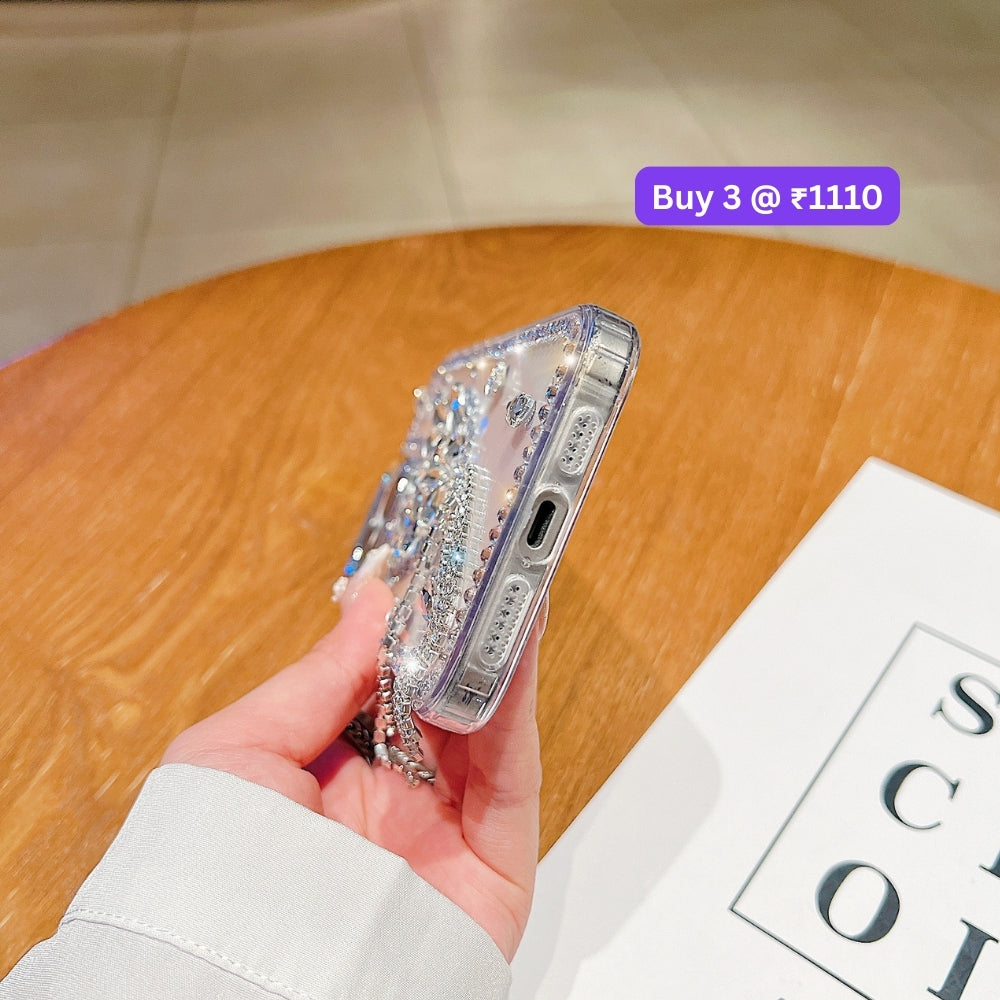 Designer Handmade Love Diamond Transparent Phone Case | Mobile Cover - iPhone 14