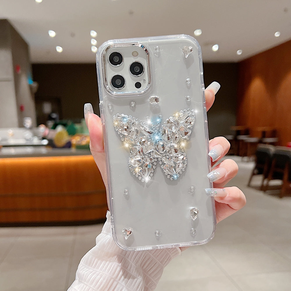 Diamond Stone Butterfly TPU (Soft) Phone Case - iPhone 15 Pro Max