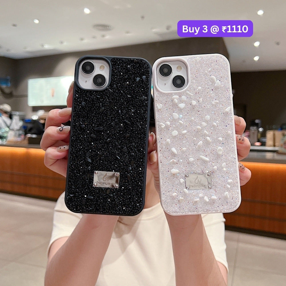 Diamond Studded Pattern Glittery Phone Case - iPhone 14