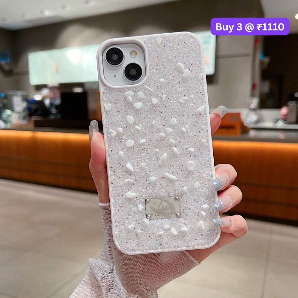 Diamond Studded Pattern Glittery Phone Case - iPhone 14