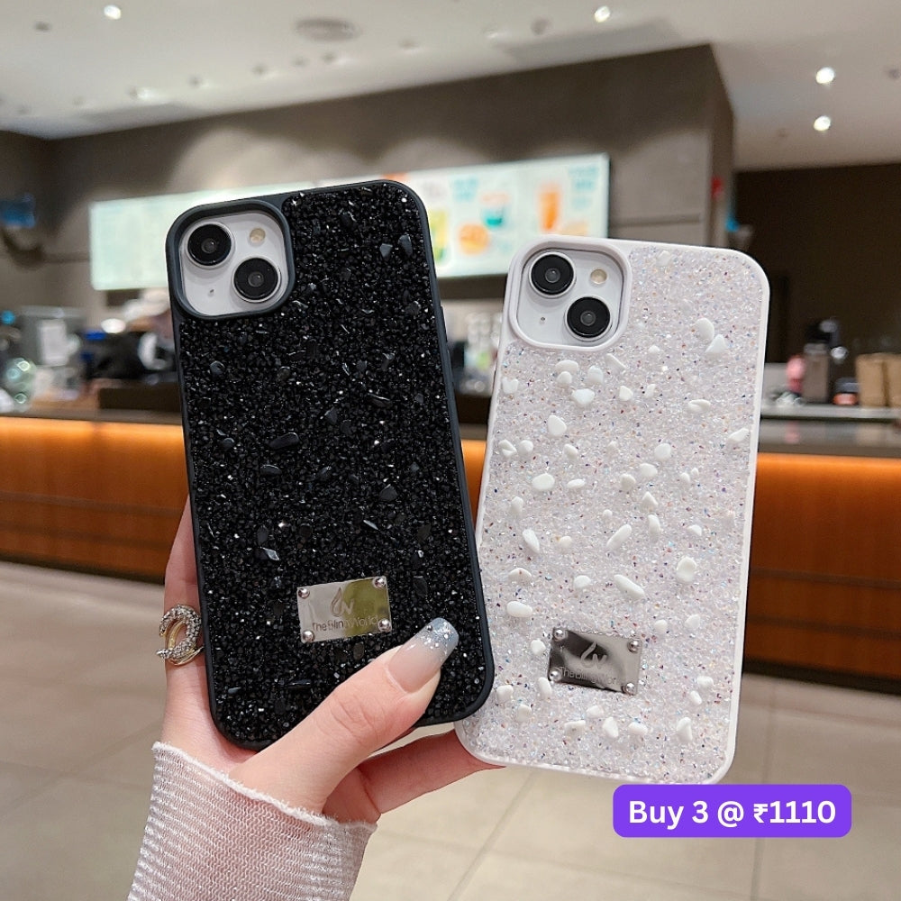Diamond Studded Pattern Glittery Phone Case - iPhone 14