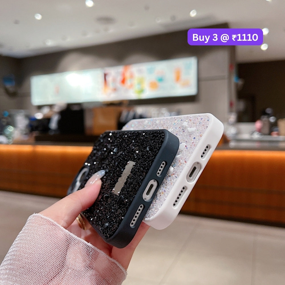 Diamond Studded Pattern Glittery Phone Case - iPhone 14