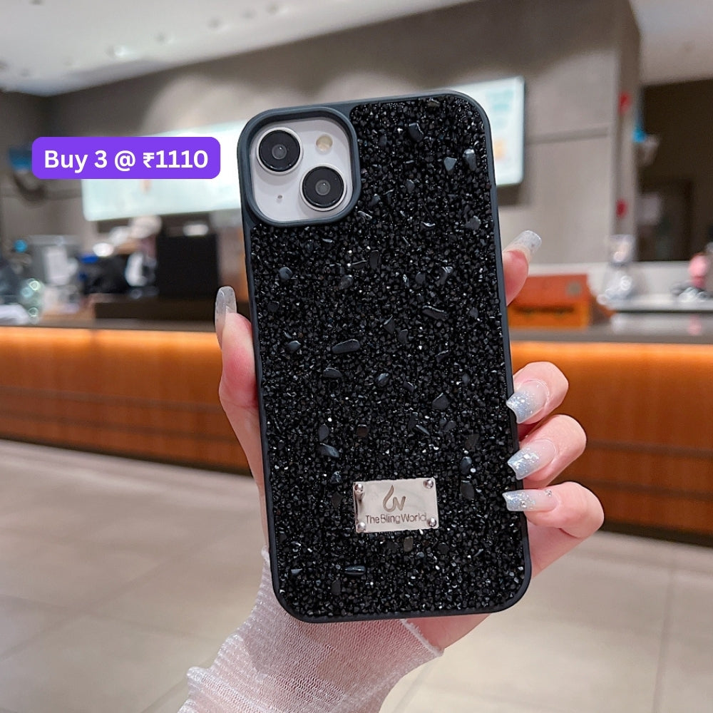 Diamond Studded Pattern Glittery Phone Case - iPhone 14