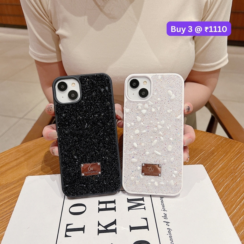 Diamond Studded Pattern Glittery Phone Case - iPhone 14