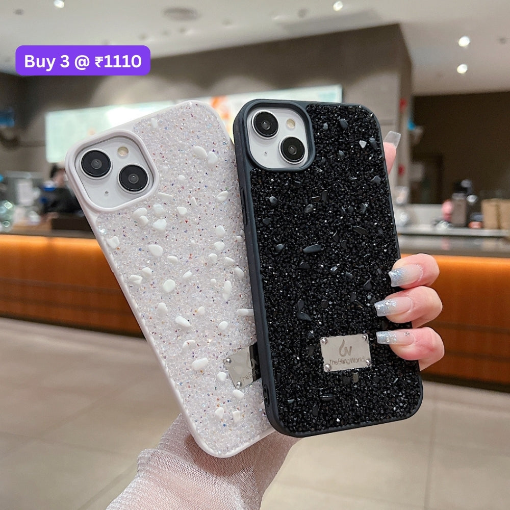 Diamond Studded Pattern Glittery Phone Case - iPhone 14