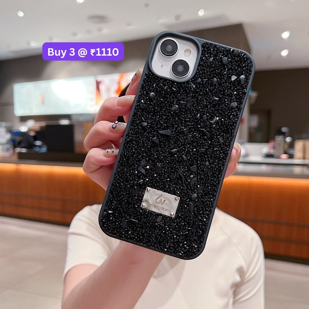 Diamond Studded Pattern Glittery Phone Case - iPhone 14