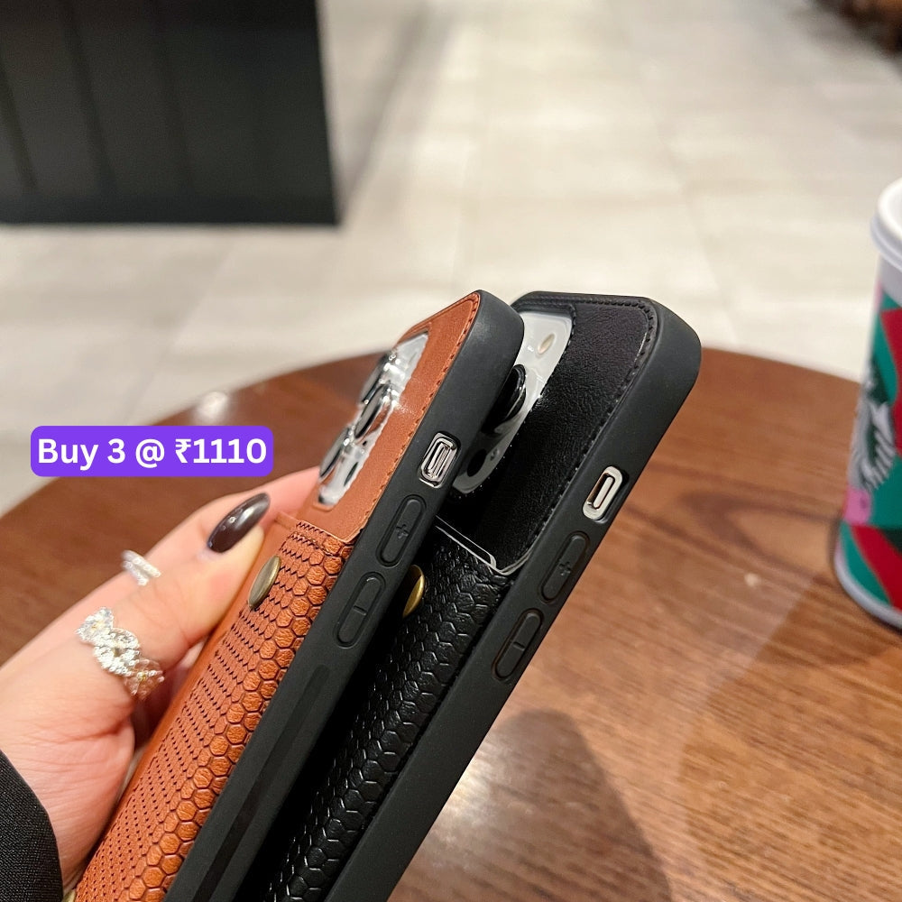 Double Buckle Magnetic Button Closer PU Leather Phone Case - Samsung S25