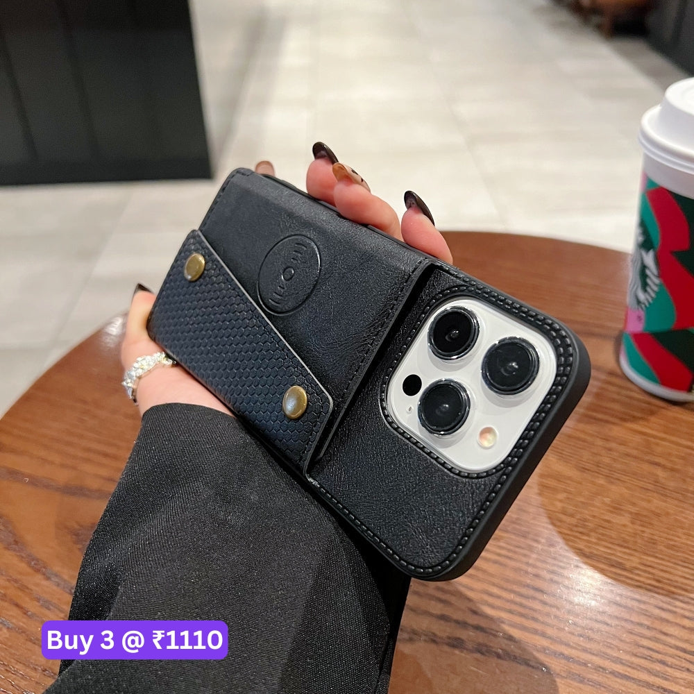 Double Buckle Magnetic Button Closer PU Leather Phone Case - Samsung S25