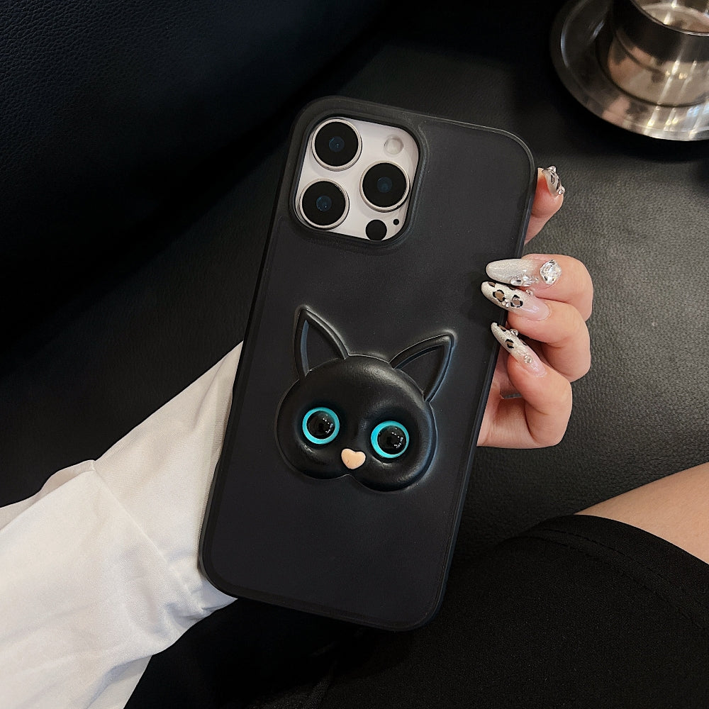 Embossed Panda | 3D Eye Cat TPU (Soft) Phone Case - Samsung S23FE