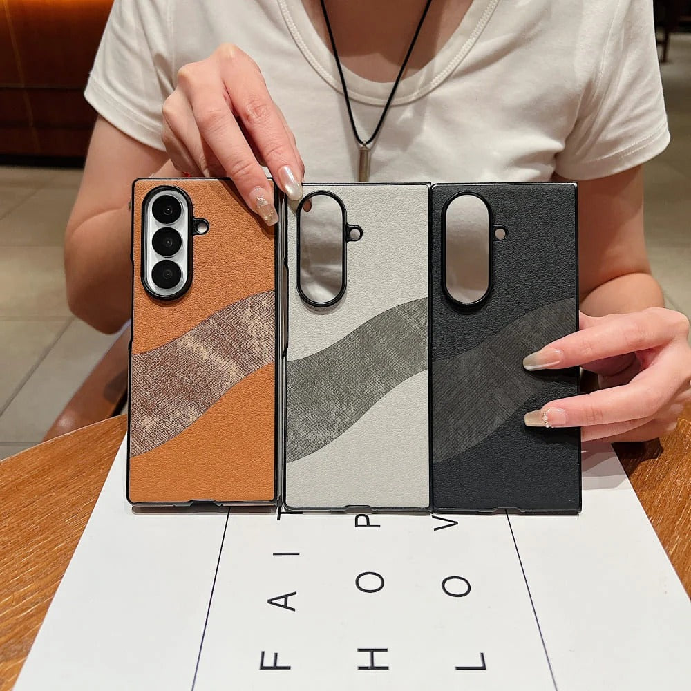 Fine Line Leather Wave Phone Case