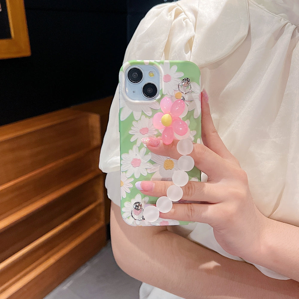 Flower Print Design Wrist Hand Strap Tpu Soft Case - OnePlus 9R