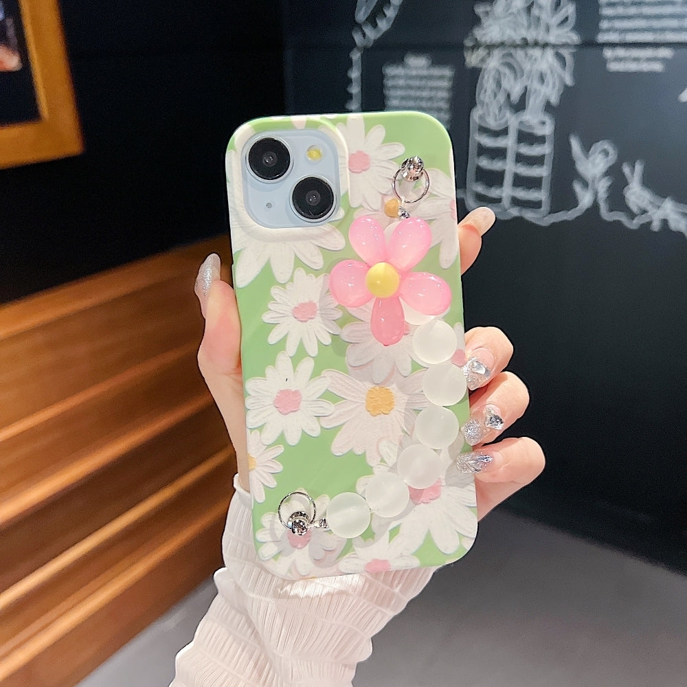 Flower Print Design Wrist Hand Strap Tpu Soft Case - Samsung A73 (5G)