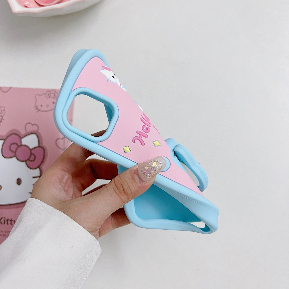 Full Protective Bow Cat Doll Flip Mirror Phone Case - iPhone 14 Pro