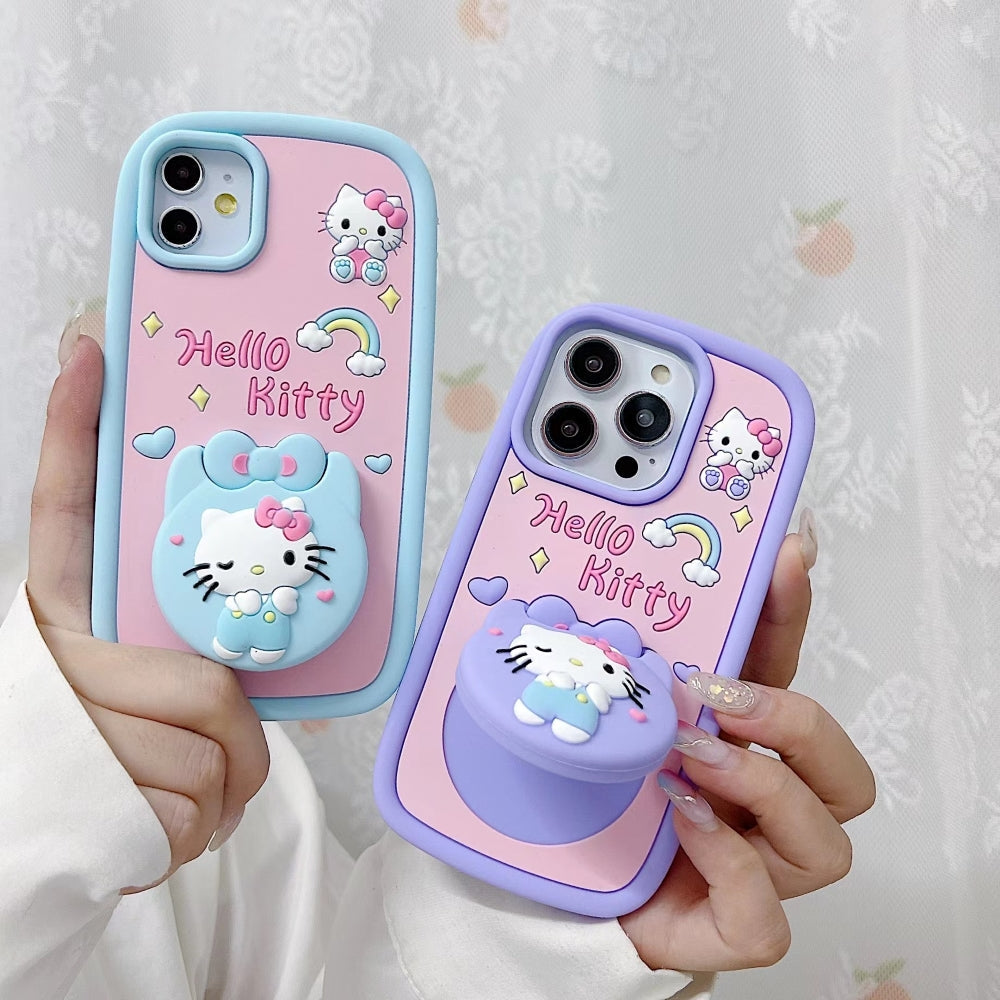 Full Protective Bow Cat Doll Flip Mirror Phone Case - iPhone 14 Pro Max