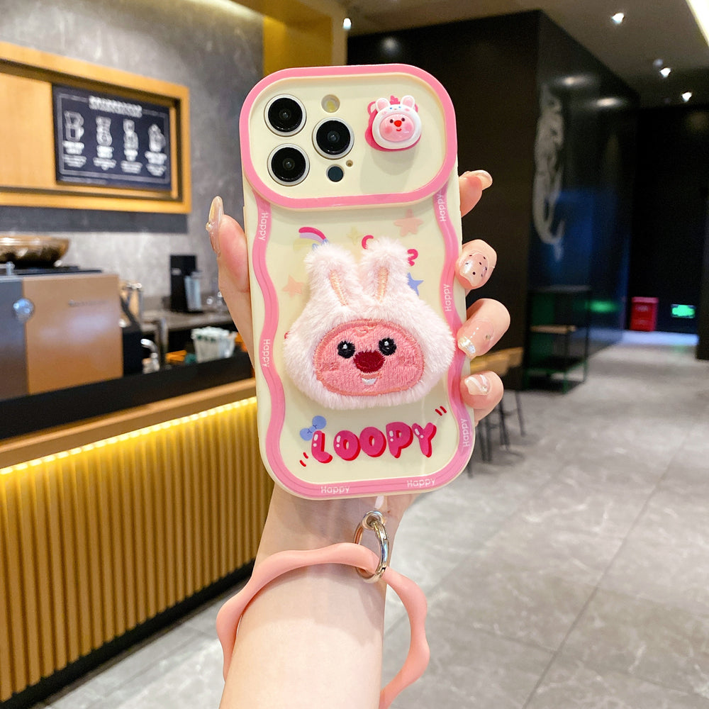 Fur Cartoon Wave Style Color Printing TPU (Soft) Camera Protection Phone Case - iPhone 15 Plus