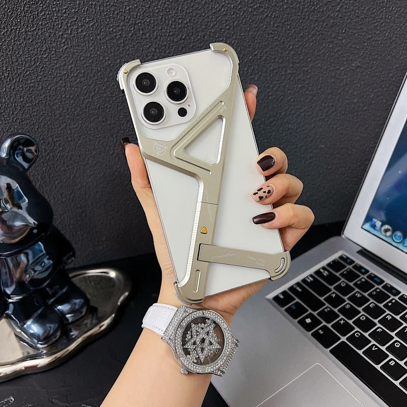 Geometric Metal Phone Case with Bracket Stand