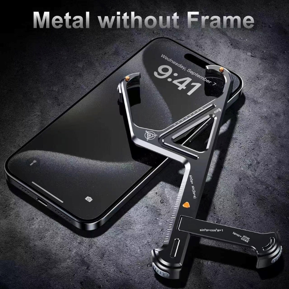 Geometric Metal Phone Case with Bracket Stand - iPhone 15 Pro Max