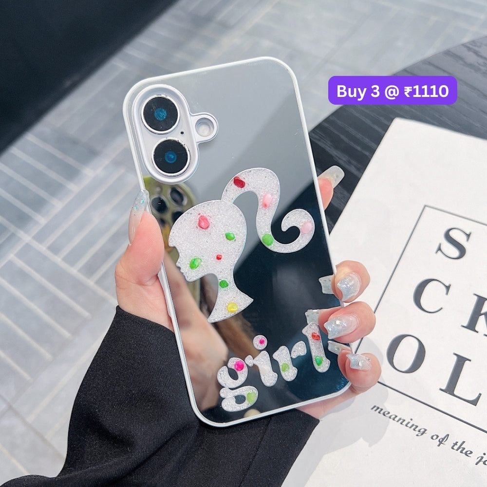 Girl Printed Graphic Mirror Phone Case - iPhone 15 Pro