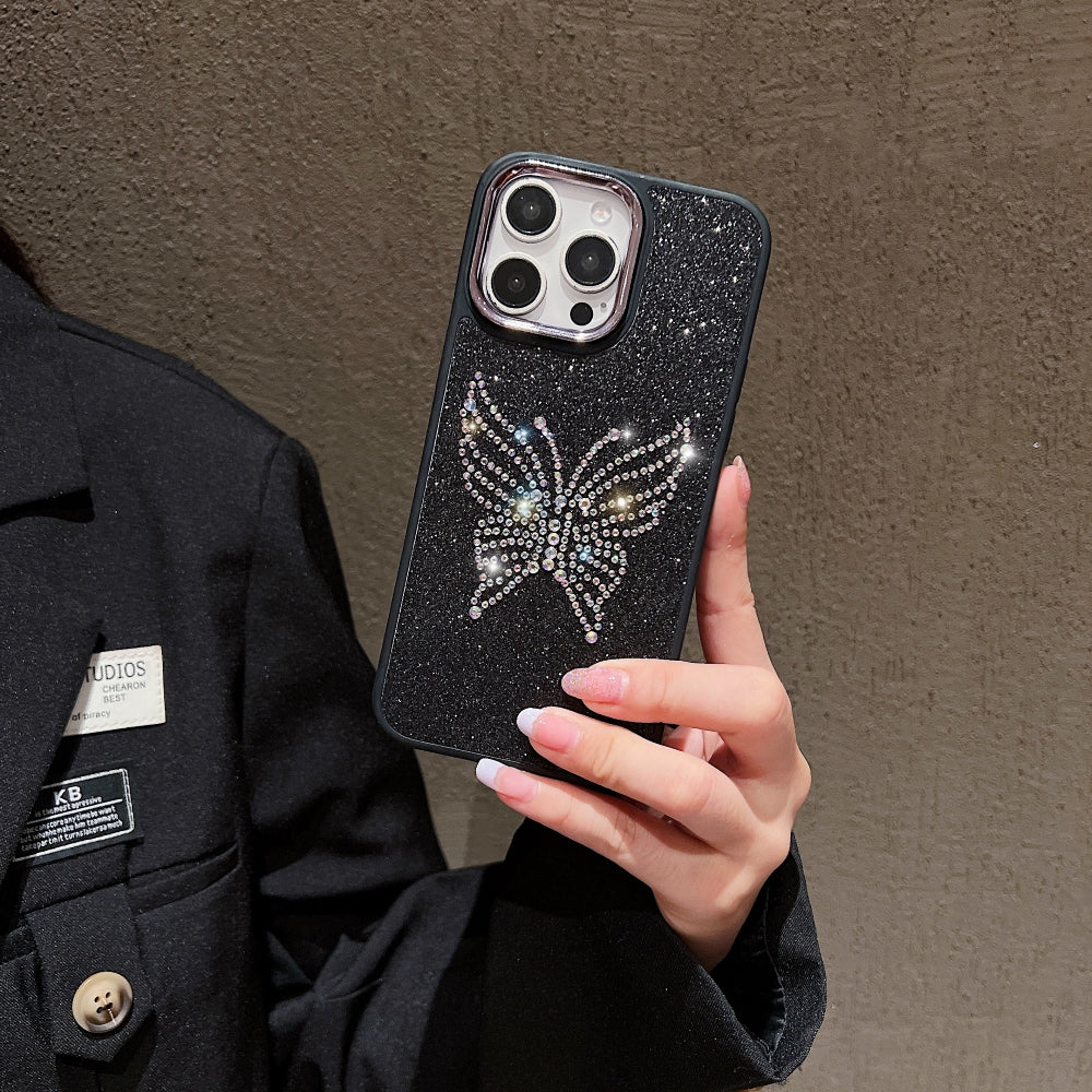 Glitter Butterfly Plating TPU (Soft) | PC (Hard) Phone Case - iPhone 16 Plus
