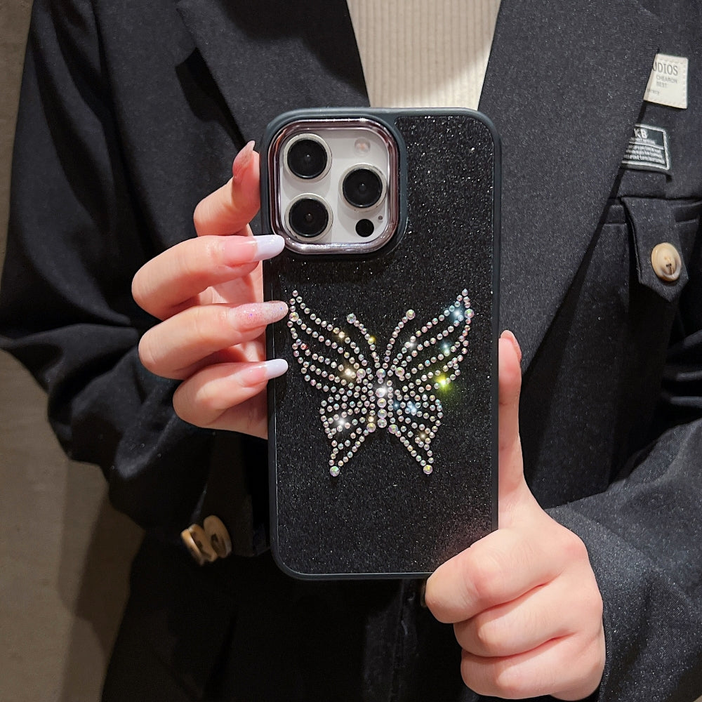 Glitter Butterfly Plating TPU (Soft) | PC (Hard) Phone Case - iPhone 16 Plus