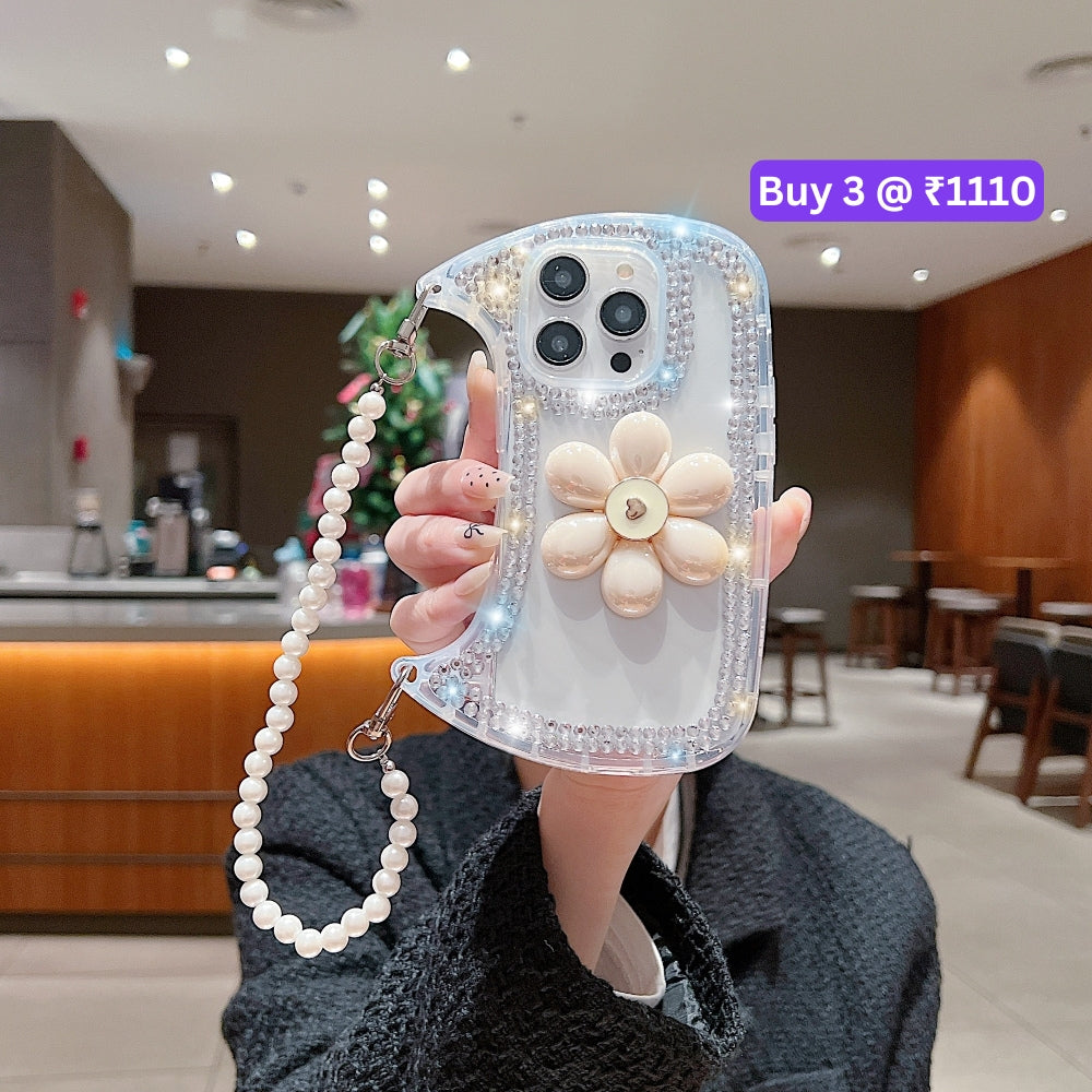 Handbag Style Flower Transparent TPU (Soft) Phone Case - iPhone 15 Pro