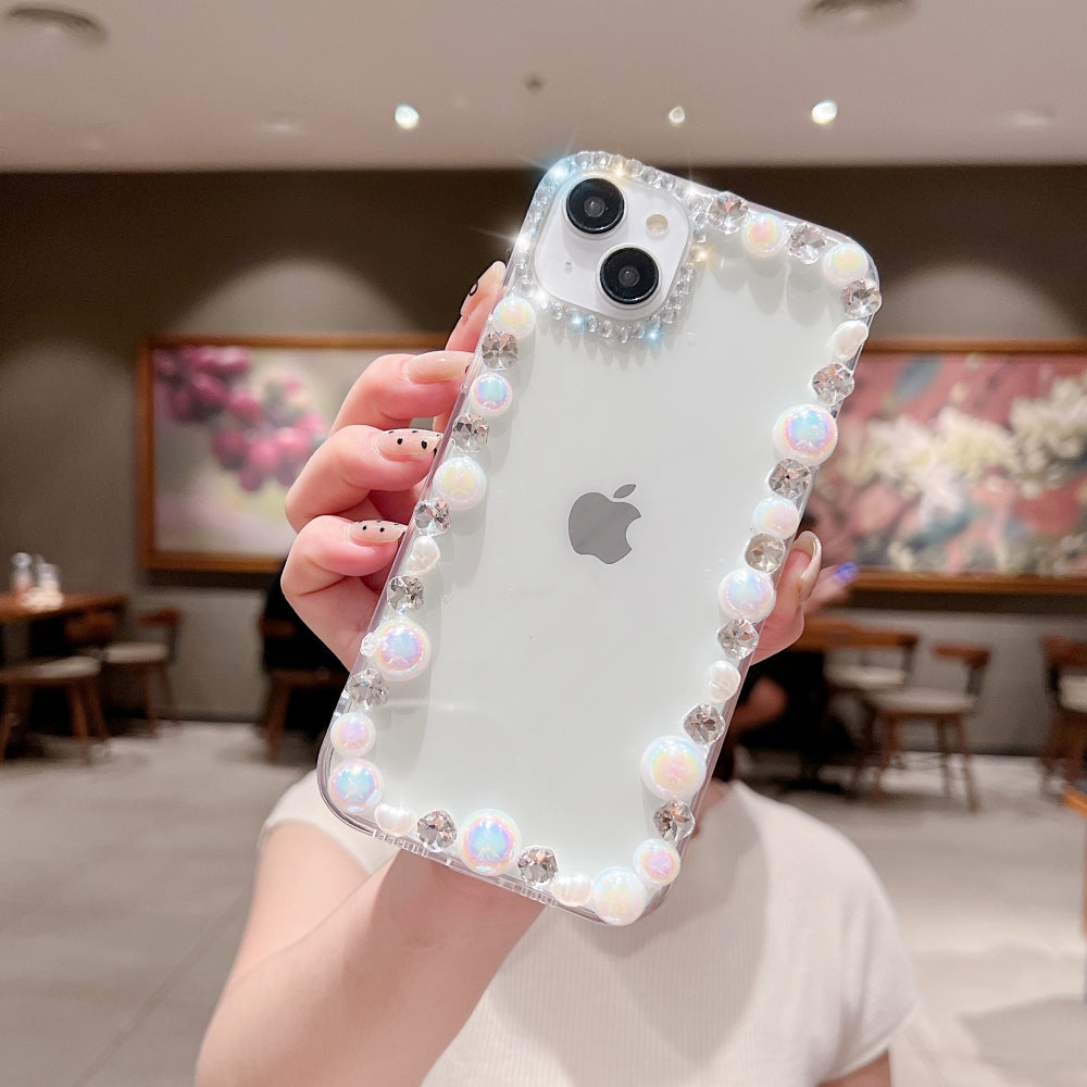 Handmade Pearl Border PC(Hard) | TPU(Soft) Transparent Case - iPhone 11