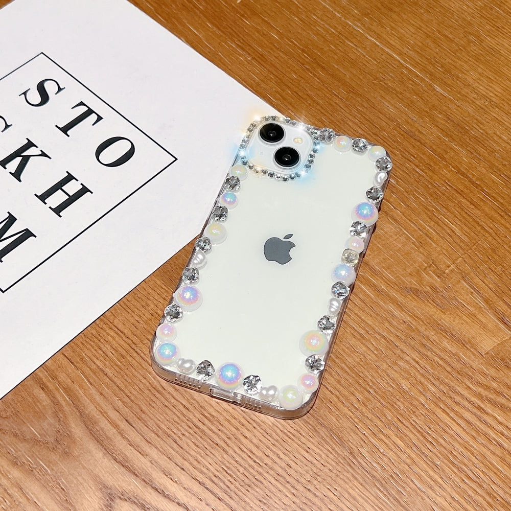 Handmade Pearl Border PC(Hard) | TPU(Soft) Transparent Case - iPhone 11