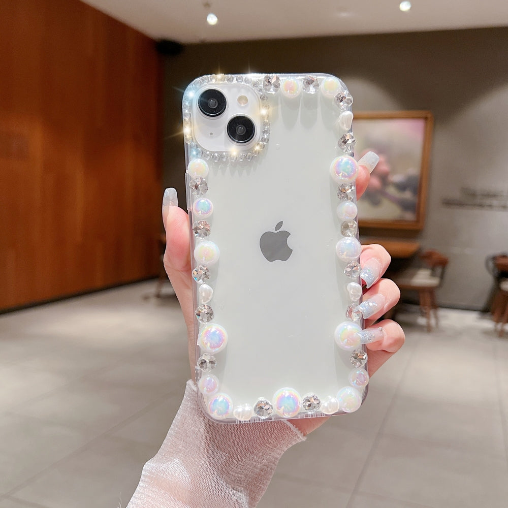 Handmade Pearl Border PC(Hard) | TPU(Soft) Transparent Case - iPhone 11