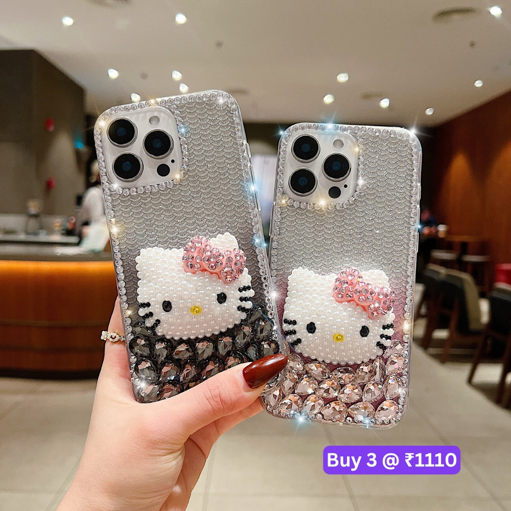 Handmade 3D Pearl Kitty PC (Hard) Phone Case - Samsung S24 Ultra