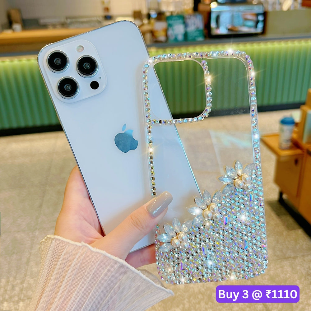 Handmade Transparent Diamond Gemstone Soft Case - iPhone 14 Pro