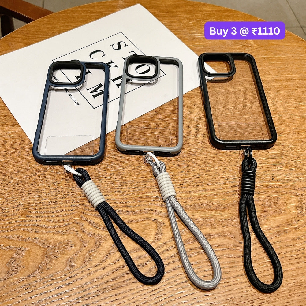 Hanging Rope Anti-Drop Transparent Phone Case | Mobile Cover - iPhone 15