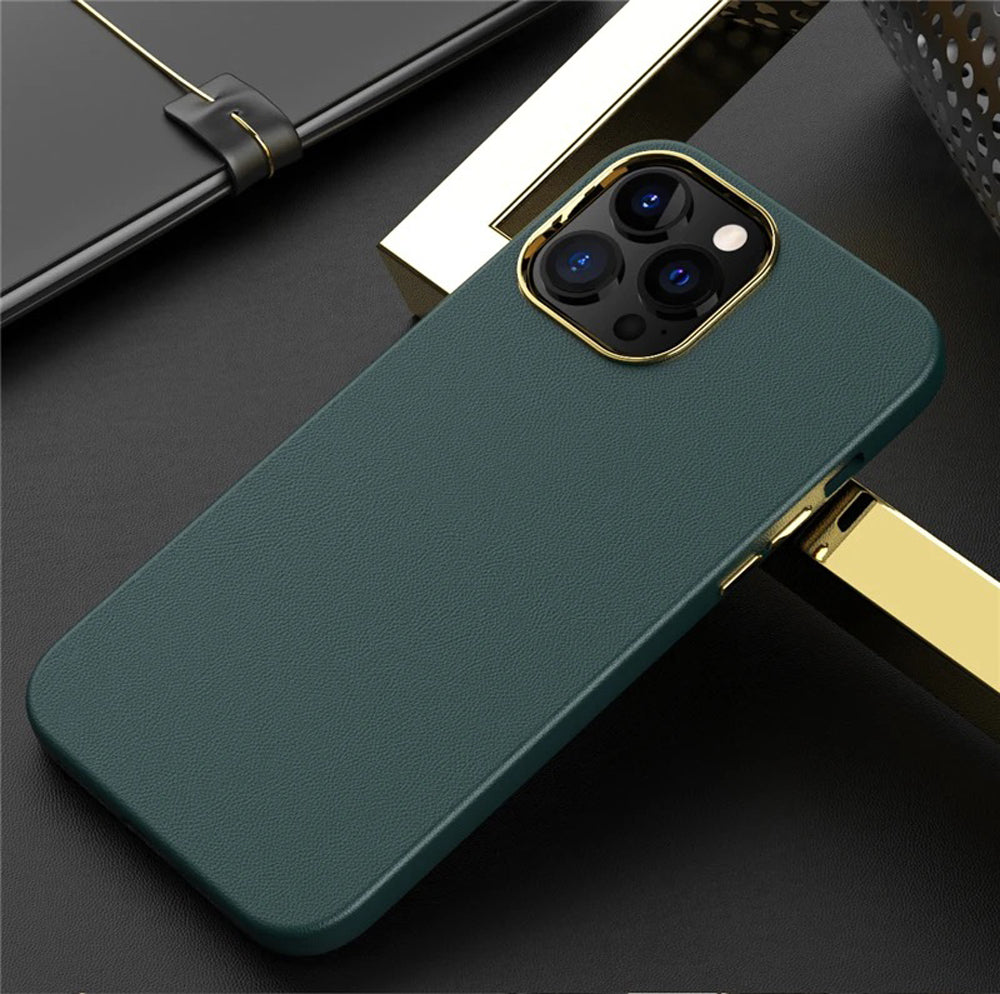 Leather Chrome PC Ring Cover - iPhone 12 Pro