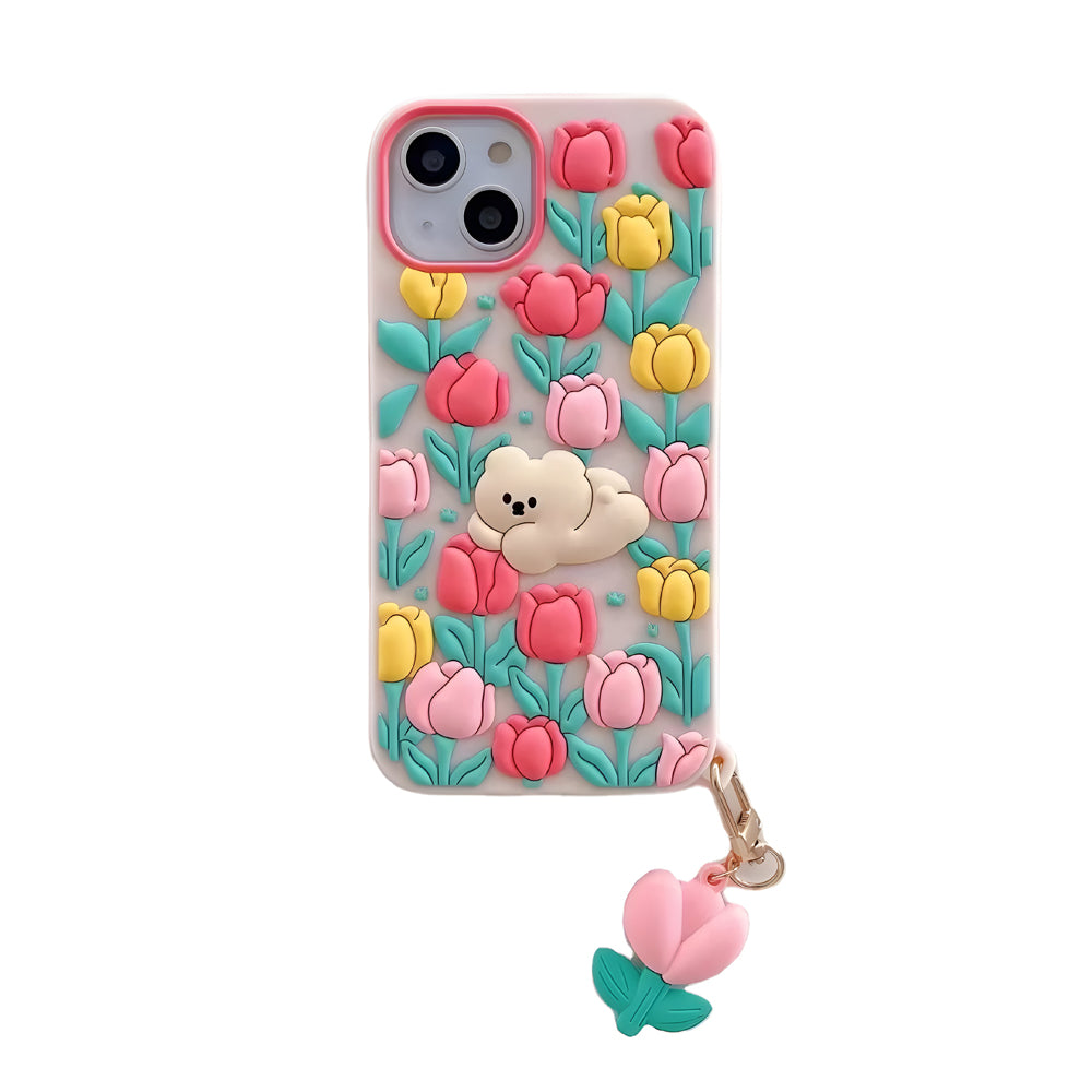 3D Tulip Flower Silicone Shockproof Cover - iPhone 12 Pro Max