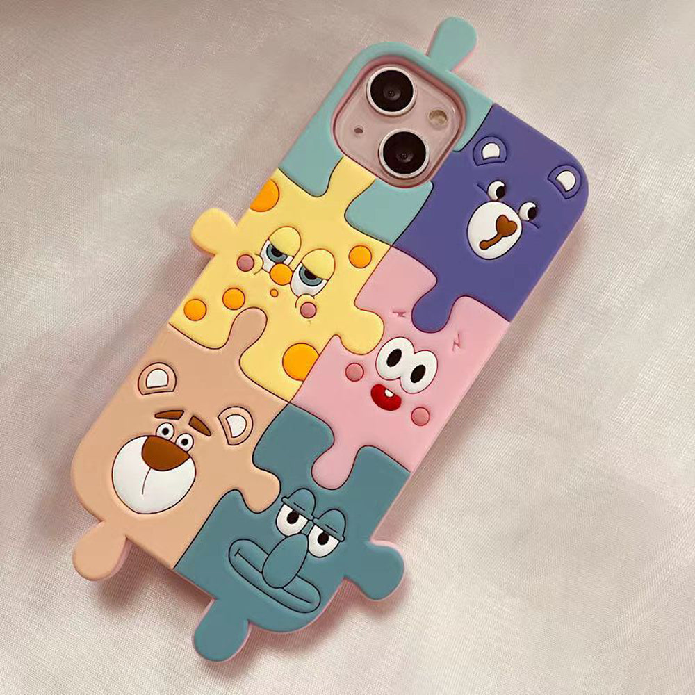 3D Cartoon Puzzle Silicone Shockproof Soft Phone Case - iPhone 13 Pro