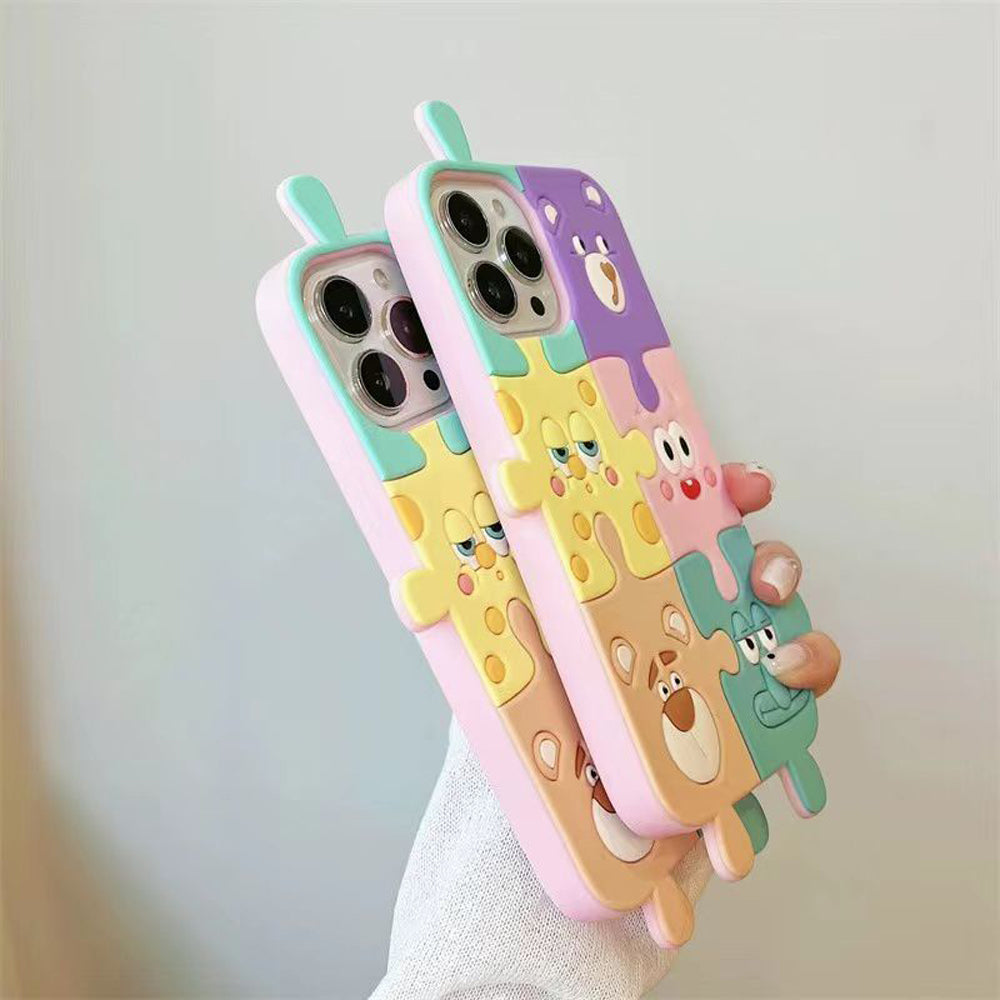 3D Cartoon Puzzle Silicone Shockproof Soft Phone Case - iPhone 11