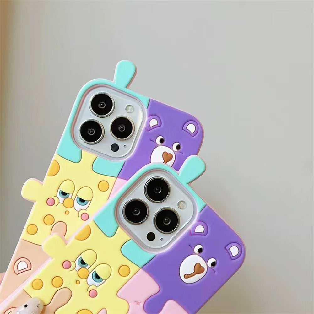 3D Cartoon Puzzle Silicone Shockproof Soft Phone Case - iPhone 11