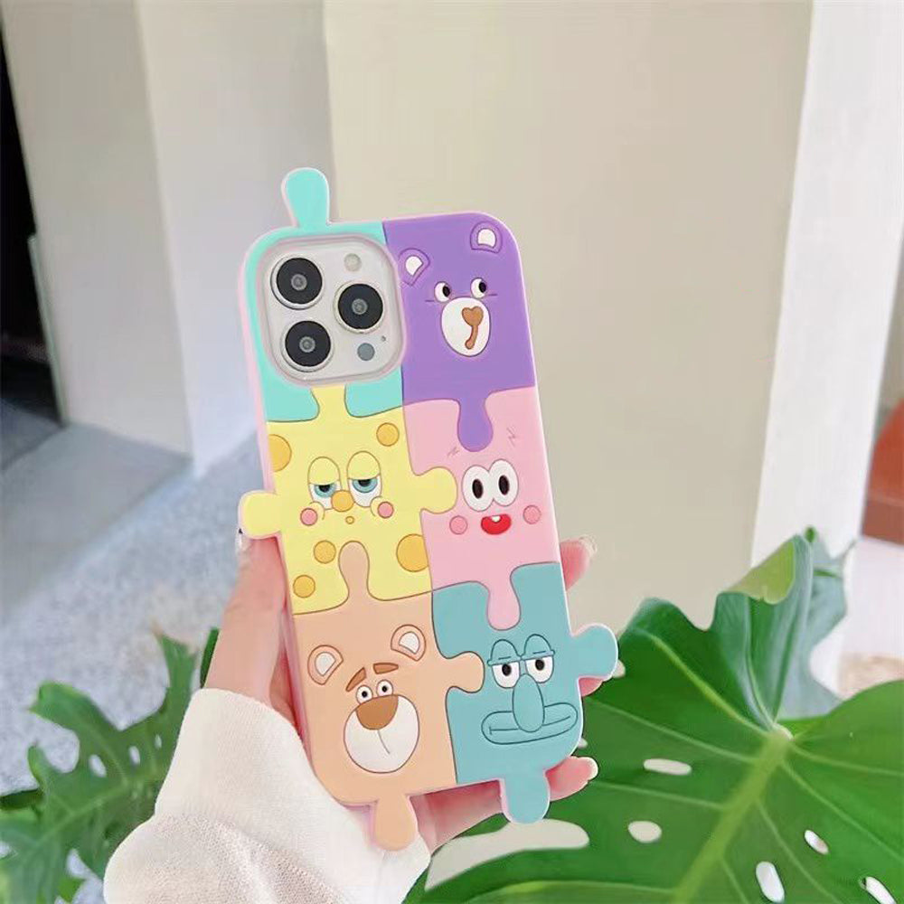 3D Cartoon Puzzle Silicone Shockproof Soft Phone Case - iPhone 12