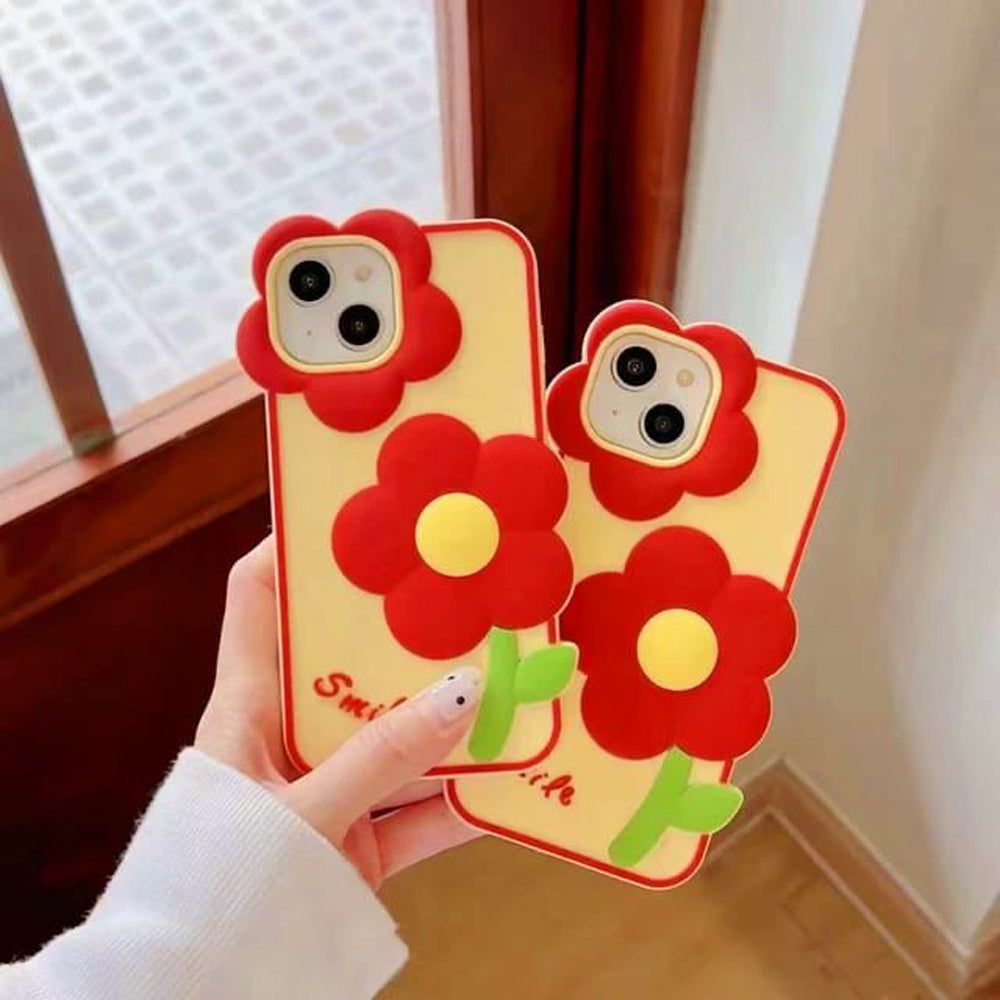 3D Flower Cartoon Shockproof Silicone Soft Cover - iPhone 14 Pro Max