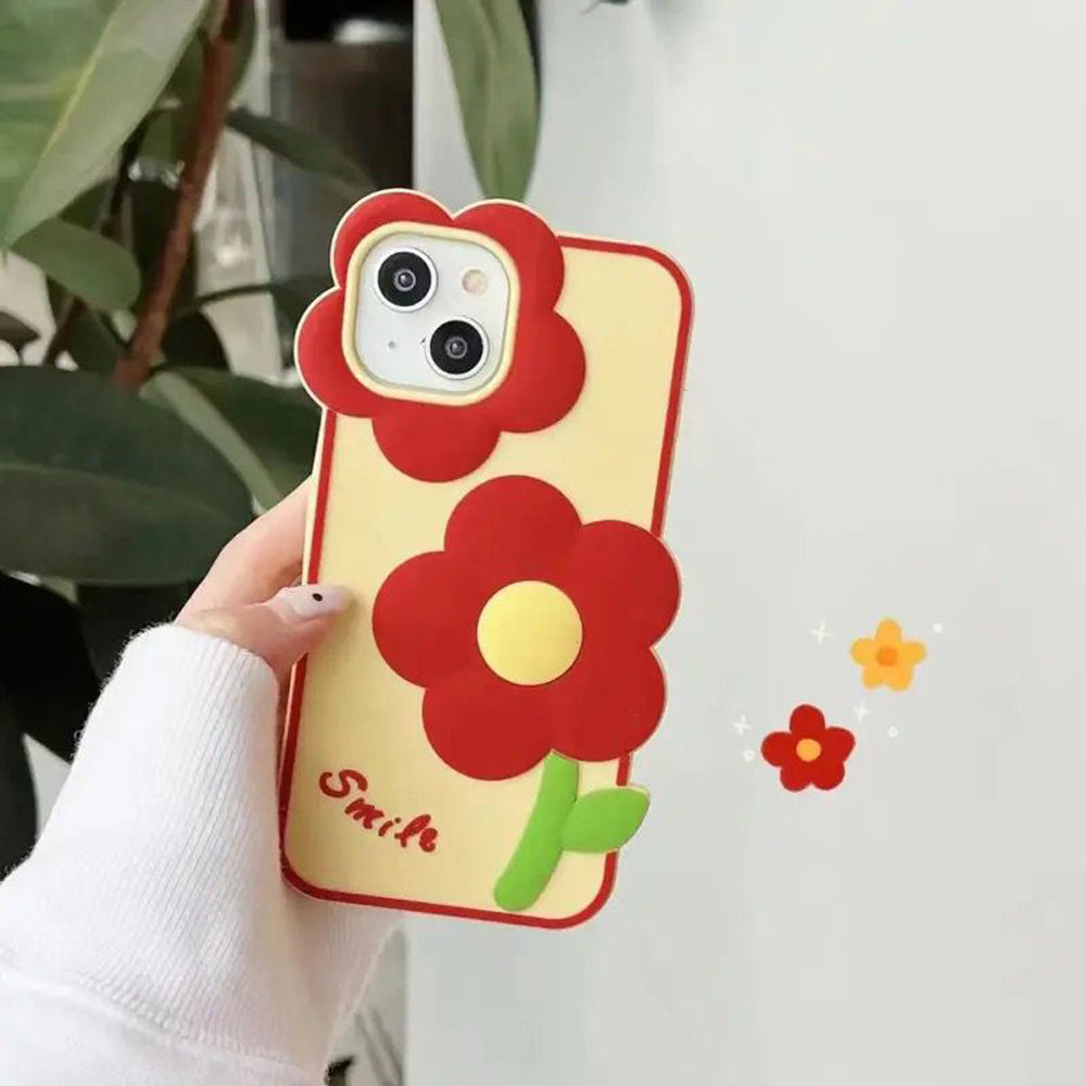 3D Flower Cartoon Shockproof Silicone Soft Cover - iPhone 12 Pro Max