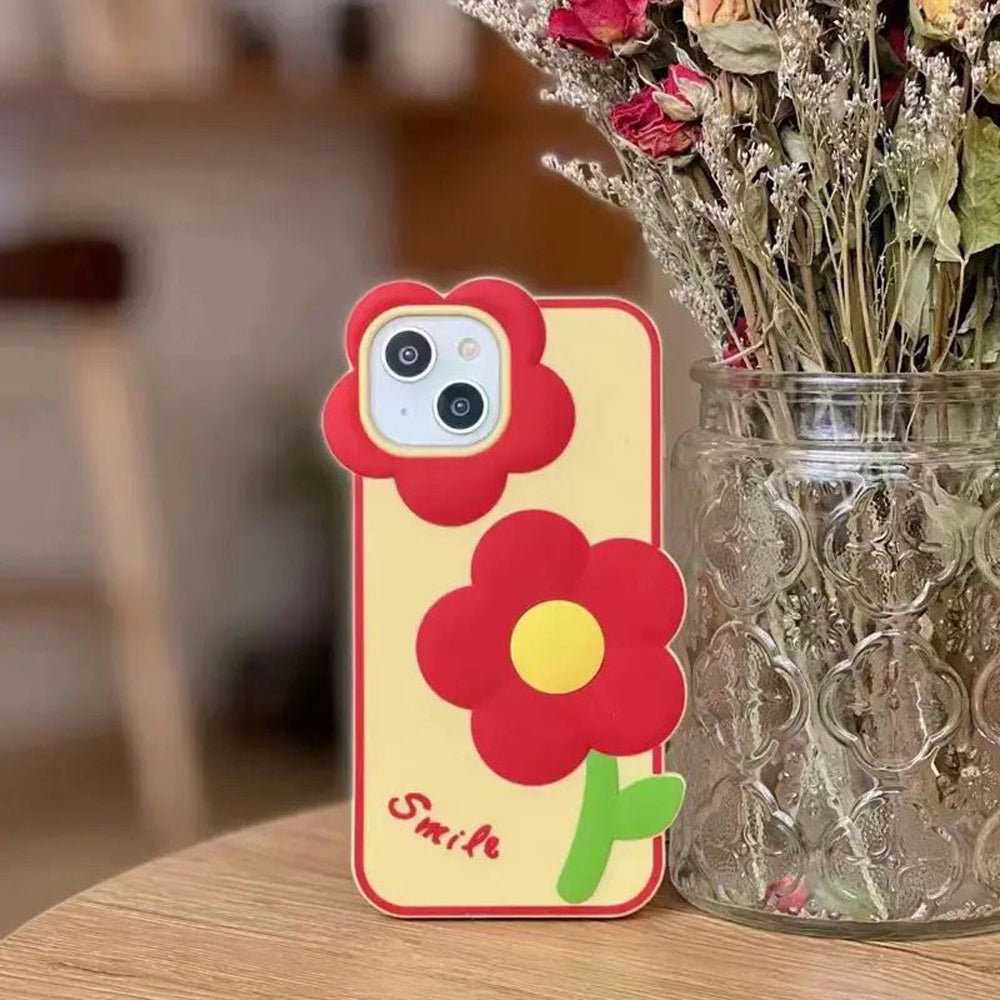 3D Flower Cartoon Shockproof Silicone Soft Cover - iPhone 14 Pro Max