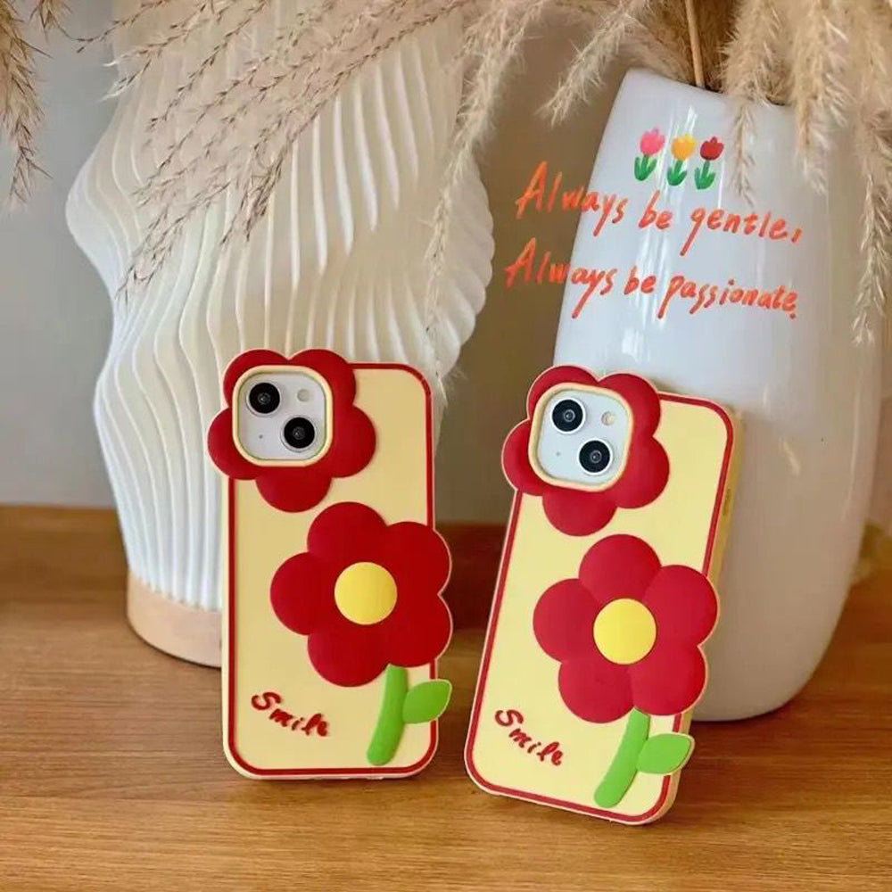 3D Flower Cartoon Shockproof Silicone Soft Cover - iPhone 12 Pro Max