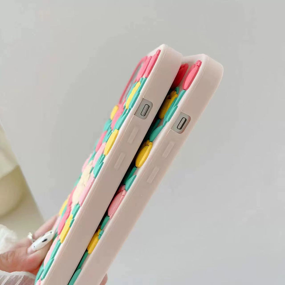 3D Tulip Flower Silicone Shockproof Cover - iPhone 12 Pro Max