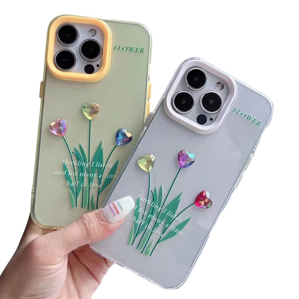 Grass Printing Little Heart Color Transparent TPU(Soft) Case –  iPhone 13