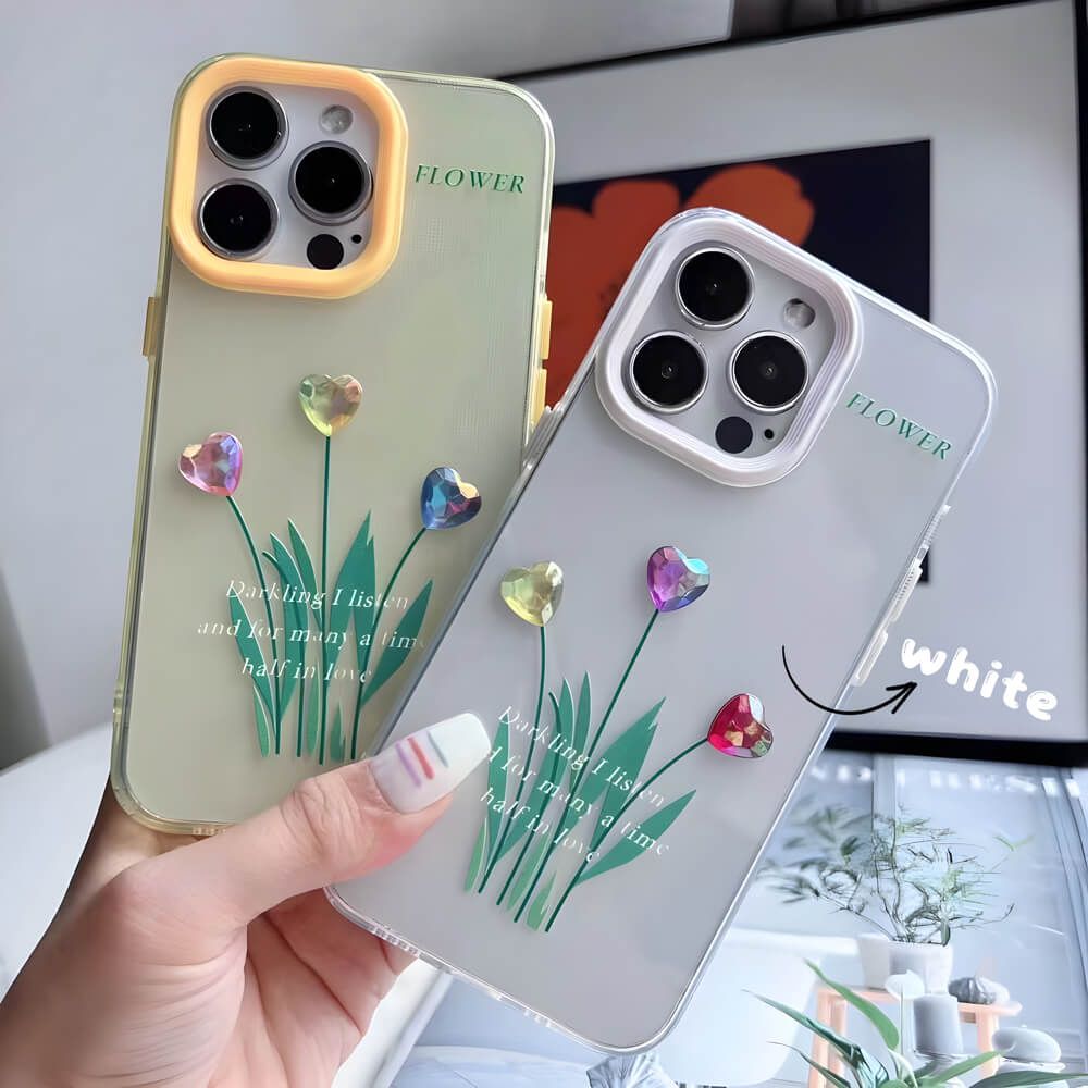 Grass Printing Little Heart Color Transparent TPU(Soft) Case –  iPhone 11