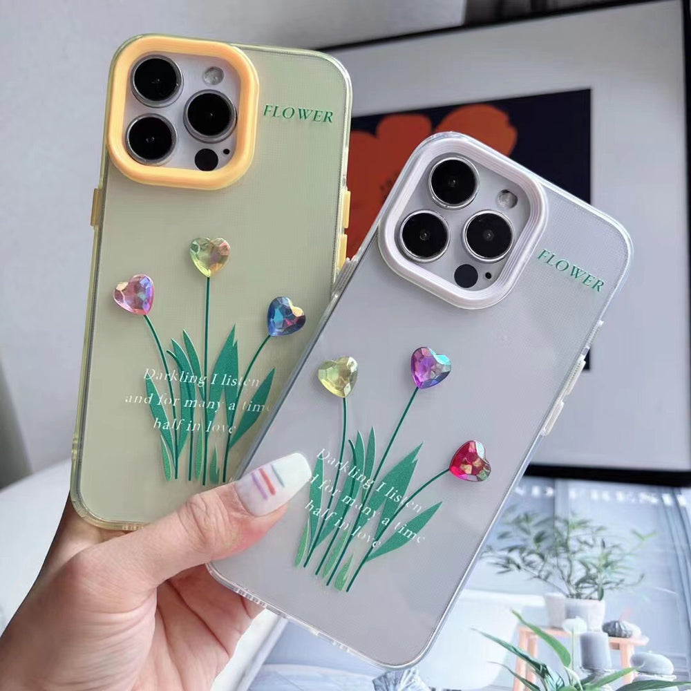 Grass Printing Little Heart Color Transparent TPU(Soft) Case –  iPhone 11