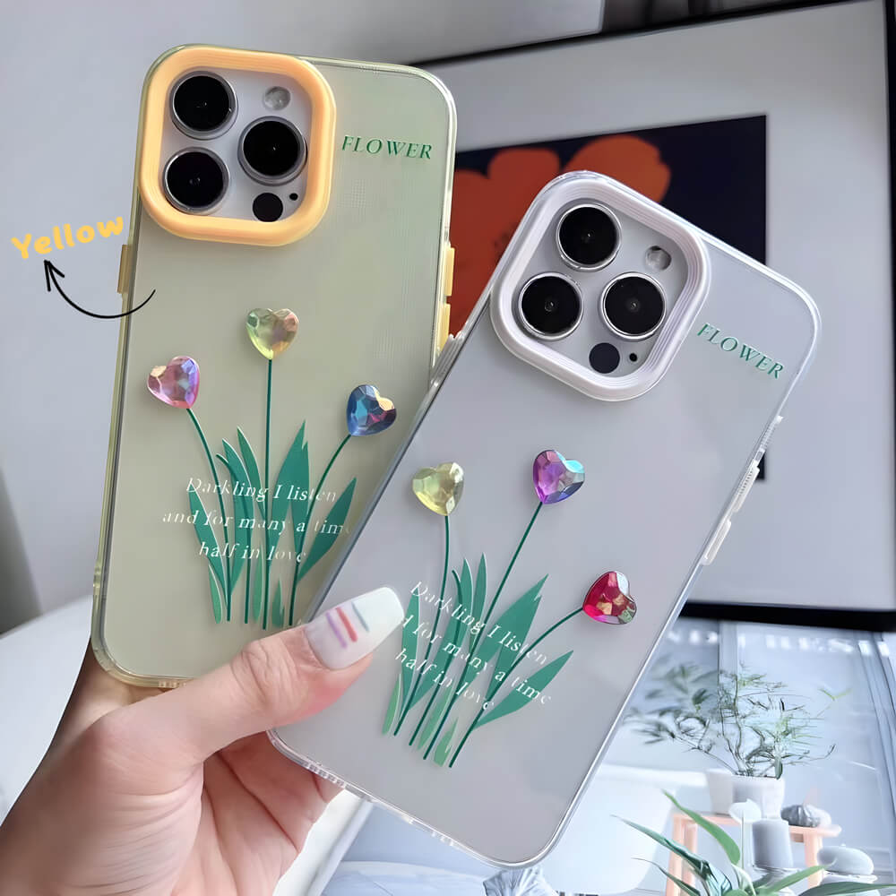 Grass Printing Little Heart Color Transparent TPU(Soft) Case –  iPhone 11