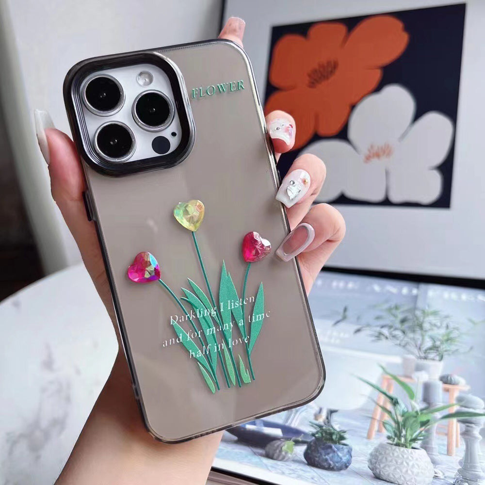 Grass Printing Little Heart Color Transparent TPU(Soft) Case –  iPhone 11