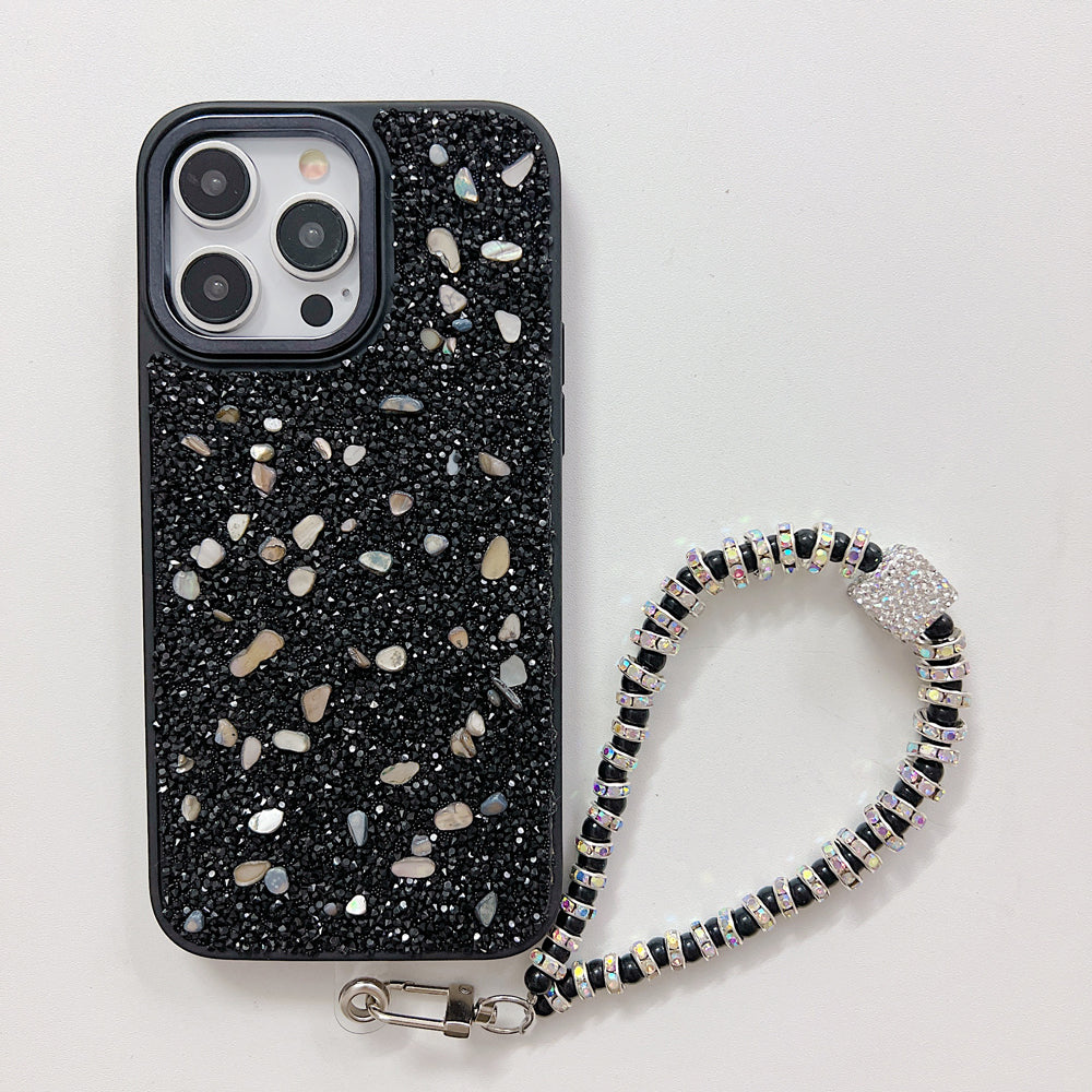 Electroplated Glitter and Stone Bling Phone Case With Bracelet - iPhone 14 Pro Max